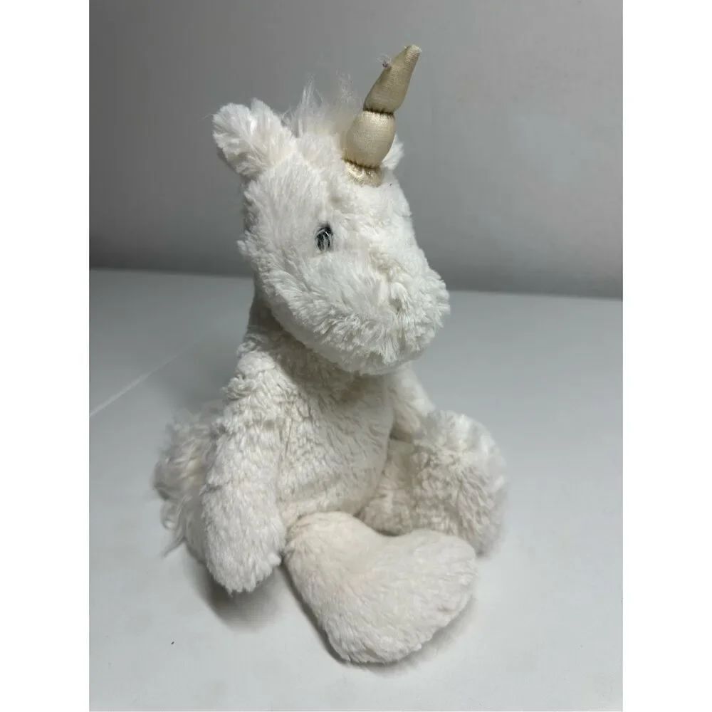 Pottery Barn Kids PBK Plush Unicorn White Soft Horn Stuffed Animal 12" Beanie